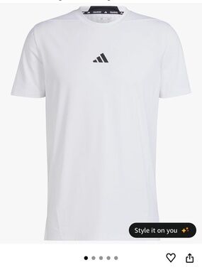 adidas White Short-Sleeve Training Tee with Black Logo